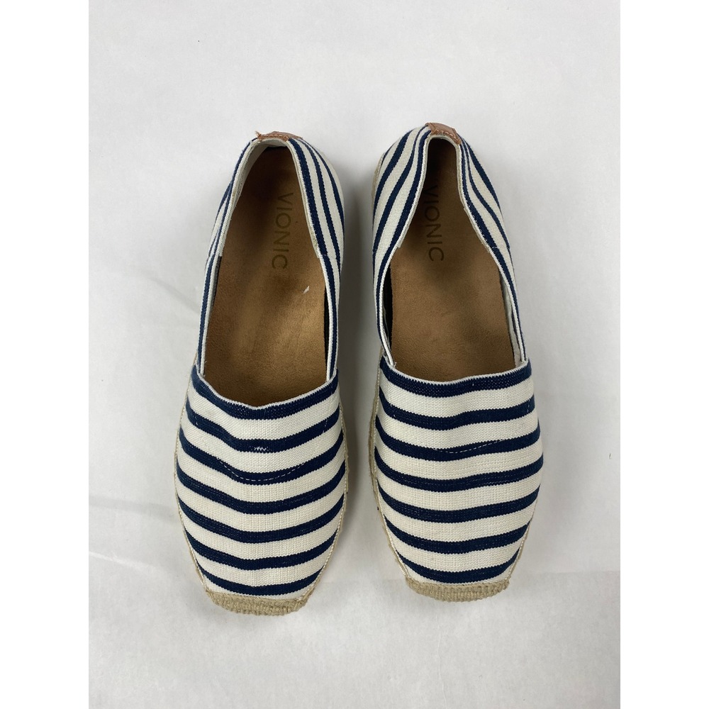 Vionic Vlerie Striped Espadrilles Flat Women's Size 8 Blue White Comfort - Picture 5 of 12